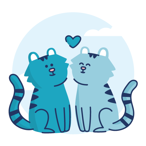 Cats sitting under a heart