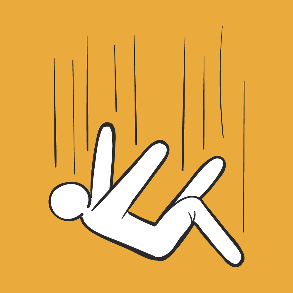 Stick figure falling